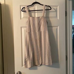 Linen dress. Tan and black stripes